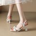 High Heeled Sandals For Women 2023 Summer New European And American Style Open Toe Thick Heeled Buckle Fashion Shoes Black Sheepskin Women's Shoes_vogvips.com