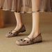Square Toe Shallow Mouth Fashionable Bead Flower Metal Chain Mary Jane Women's Versatile Low Order Shoes_vogvips.com