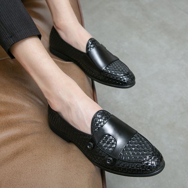 Euro Step British Style Genuine Leather Casual Pointed Toe Autumn Korean Version Youth Loafers Versatile Height Increasing Trendy_vogvips.com