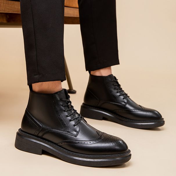 European Warm Series Men's Martin Winter Mid-Top British Style Fleece-Lined Warm Thick-Soled High-Top Trendy Genuine Leather Casual Ankle_vogvips.com