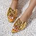 Women's Shoes Hot Selling Women's Flat Slippers New Pointed Open Toe Metal Decoration Middle East ShoesGolden Shoes_vogvips.com