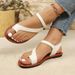 New Summer Fashion Solid Color Low-heeled Roman Sandals Comfortable PU Beach Shoes Women's Luxury Round Toe Flip-flops_vogvips.com