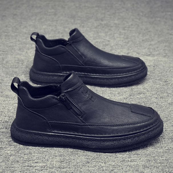 European Warm Series Work Fleece Lined Autumn Winter Kitchen Leather Men's Casual Slip-On Safety Shoes_vogvips.com