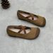 Artistic Forest Style Genuine Women's 2025 Spring Summer Handmade Square Toe Flat Cross Strap Mary Jane Soft Leather_vogvips.com