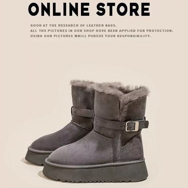 Women's Shoes Popular Version Snow Boots Cow Suede (grinding_vogvips.com