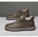 Men's Shoes Cowhide Platorm Heightening Board Shoes British Casual Leather Shoes Large Size Men's Shoes Low Top British Single Shoes_vogvips.com