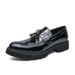 Black Loafers For Men Patent Leather Tassels Round Toe Block Mens Formal Shoes Handmade Size 38-46 Mens Shoes_vogvips.com