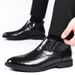 Suitable For All Seasons Brown Business Shoes For Men, Spring New High-top Formal Casual Men's Shoes, Mid-top Side Zipper Short Leather Boots_vogvips.com