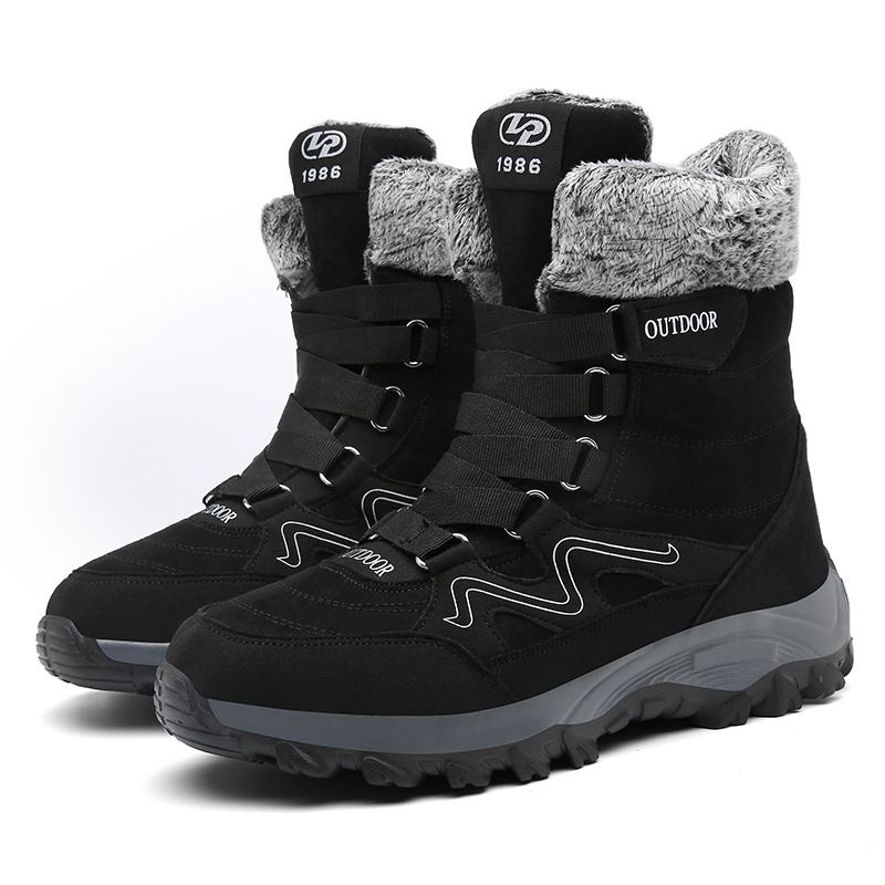 High Top Snow Boots With Thick Fleece And Warm Cotton Boots, Comfortable Hiking Shoes_vogvips.com