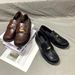 Round Head Polished Small Gold Coins Thick Heel Platform Loafers Small Leather Shoes_vogvips.com