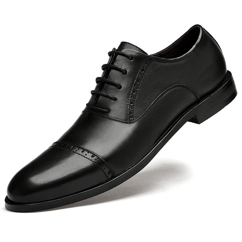Euro Step Summer New Brogue Casual Leather For Men Wedding Groom Business Formal British Height Increasing Dad Shoes_vogvips.com