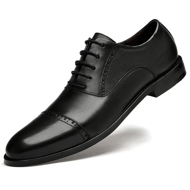 Euro Step Summer New Brogue Casual Leather For Men Wedding Groom Business Formal British Height Increasing Dad Shoes_vogvips.com