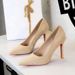 8353 European And American Velvet High Heels Women, Stiletto, Shallow Mouth, Pointed Toe, French Style Single Shoes,_vogvips.com