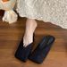 Women's Shoes Closed Toe Half Slippers, New Autumn/winter Style, Niche Design, Square Toe, Velvet, Casual, Versatile, Soft Soled Mules._vogvips.com