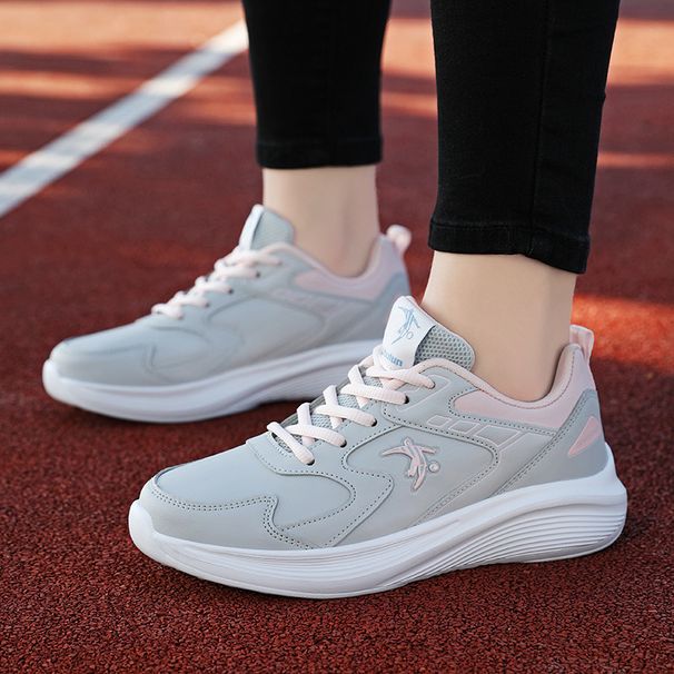 Jonidan Women's Sports Spring And Autumn Leather Waterproof Travel Shoes Soft Sole Running Casual Shock Absorption_vogvips.com