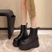 Trendy Girl Height Increasing Shoes 2025 New Model Slimming Thick Sole British Style Short Martin High Heel Motorcycle_vogvips.com