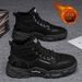 European Warm Series High-top Men's 2025 New Workwear Style Outdoor Hiking Summer Fleece-lined Cotton Shoes Labor Protection Construction_vogvips.com