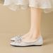 Rhinestone Single Shoes Women's Autumn Shallow Mouth Bow French Gentle Shoes Large Size Women's Shoes_vogvips.com