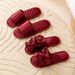Summer Wedding Slippers Red Couple High-End Morning Robe New Wedding Celebration Bowknot Men And Women_vogvips.com