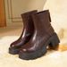 Round Toe Soft Leather Thick Sole Height Increasing Martin Boots For Women British Style 2024 New Winter Versatile Ins_vogvips.com