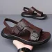 2024 New Men's Sandals Outer Wear Dual Use Car Beach Shoes Youth Versatile Leather Slippers Wholesale_vogvips.com