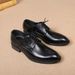 British-style Business Formal With Internal Height Increase, Youth Pointed Leather Korean-style Casual Shoes, Lace-up_vogvips.com