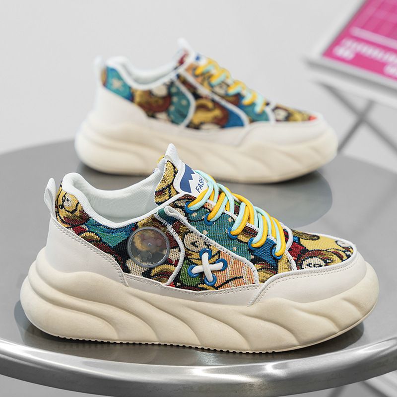 No-Tie Summer Breathable Versatile Thick-Soled Loafers Men's Non-Slip Height-Increasing Casual Dad Sneakers Trendy Shoes_vogvips.com