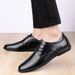 Men's Small Leather Shoes Casual Round Head Rubber Wedding Low Top Loafers Men's Shoes_vogvips.com