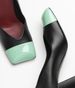 Retro Style Women's High Heels Color Blocked Square Toe Low Cut Genuine Leather Chunky Heel Versatile Shoes for Commuting Black_vogvips.com