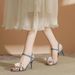 Women's Shoes toe sandals for women with appliques, one word buckle, stiletto denim high heels, French style, versatile and high end_vogvips.com