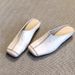 Sheepskin Version~ Closed-Toe Half Slippers For Women, New Style, Height-Increasing Genuine Leather Sandals, French_vogvips.com
