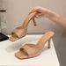 Show Your Feet White! Naked High-heeled Sandals For Women's Summer Temperament, Thin Heels, Square Head,_vogvips.com