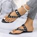 2026 New European American Style Rivet Flat Toe-Clip Sandals For Women, Fashionable And Versatile Beach Shoes, Foreign_vogvips.com
