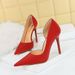 Women's Elegant Pointed Toe Stiletto Heel Dress Pumps With Side Cut-Out Design - Breathable & Stylish For Parties & Evening Events High Heels_vogvips.com