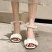 Women's Mesh High Heels Summer 2026 New Style Medium Thick Heel Crystal French Fairy Pearl Roman Sandals Ins_vogvips.com