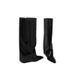 Women's Dark Aesthetic Black Knee High Boots With Pointed Toe And Platform Heel Edgy Gothic Straight Cut Riding Boots Fashionable Chunky Heel Boots_vogvips.com