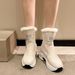 Winter New Round Head Plush Thermal Side Zipper Low Barrel Flat Bottom Casual Student Women's Snow Boots_vogvips.com