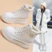 Black Winter Leather Snow Boots Womens and Fat Flat Platform Warm Short Shoes 240904_vogvips.com