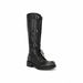 Sheepskin~ A Miu's Round Head Thick Heel Retro Niche Long Boots Women's Belt Buckle Lace-up Fashionable Fine Medium Tube Knight Boots_vogvips.com