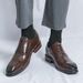 Euro Step Men's Brogue Leather British Style Business Formal Low-top Versatile Breathable Suit Groom Wedding Shoes_vogvips.com