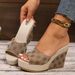 plus Size Women's Fashion Sandals European American Style Wedge Heel One Strap Peep Toe_vogvips.com
