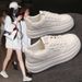 STRIDEO New Women's Breathable White Shoes, Children's Korean Version Versatile Thick Soled Sports Shoes, Casual Board Shoes_vogvips.com