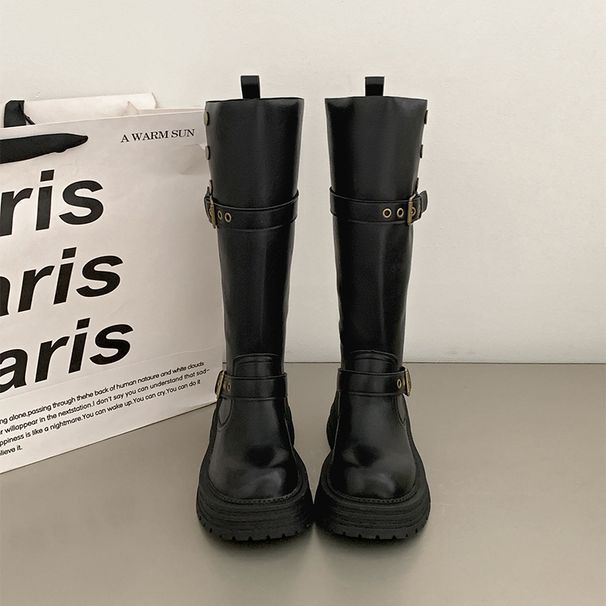 Brown British Style Chunky Heel Thick Sole Long For Women 2025 New Spring Autumn Over-the-Knee Height Increasing Riding_vogvips.com
