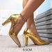 Women's Gold Double Matching High Heels Pointy Abnormals With Sexy Four Season High Heels Women's Shoes Muller Women's Shoes_vogvips.com