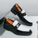 Business Slip-On Loafers Fashion Color-Block Open Smile Leather Men's Large Size Lazy Shoes_vogvips.com