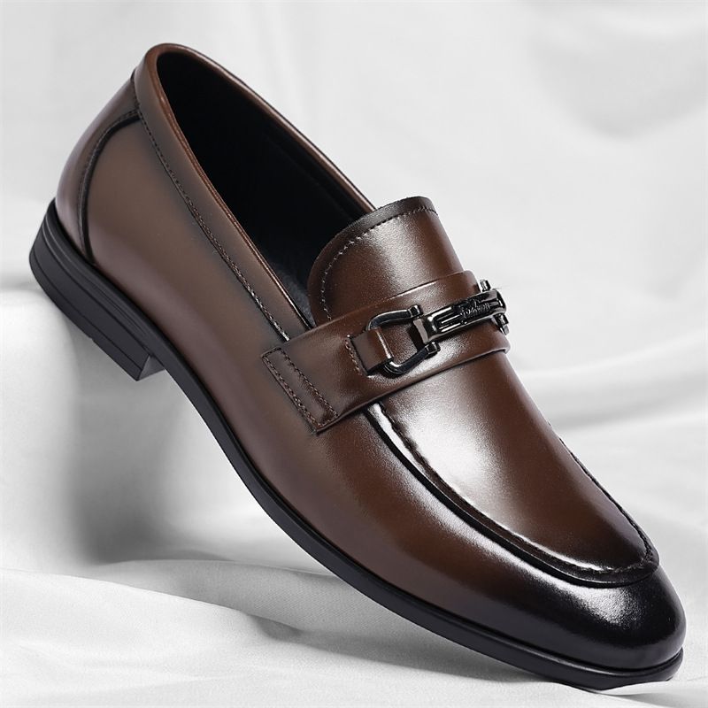 Men's Genuine Leather Slip-On Loafers Business Casual Comfort Shoes_vogvips.com