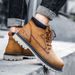 Plus Size New Autumn Winter Martin Boots Genuine Leather Warm Non-Slip Versatile Classic Yellow High Top Men's Shoes_vogvips.com