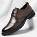 Men's Genuine Leather Dress Shoes Black Lace-up Wedding Shoes_vogvips.com