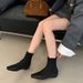 Square Toe Hidden Heel Short Boots For Women, Over-the-Knee Long Stretch Slim Black High Tube Slimming Single Boots,_vogvips.com