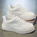 Men's Shoes Summer Breathable Trend Versatile Casual White Board Shoes Youth Non-slip Sports Thick-soled Cloth Shoes White Shoes_vogvips.com